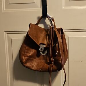 Roots Brown Leather Crossbody Bag